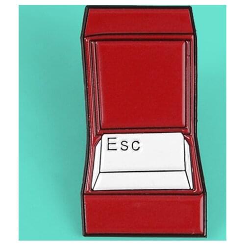 Funny ESC Keyboard box Brooches Pins Red Box Badges Hard enamel lapel Backpack for woman Lovers Lucky Badges pins Brosche Spille