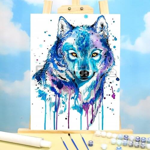 Wolf Animal DIY Paint By Numbers Package Acrylic Paints 50*70 Paiting By Numbers Decorative Paintings Children Drawing