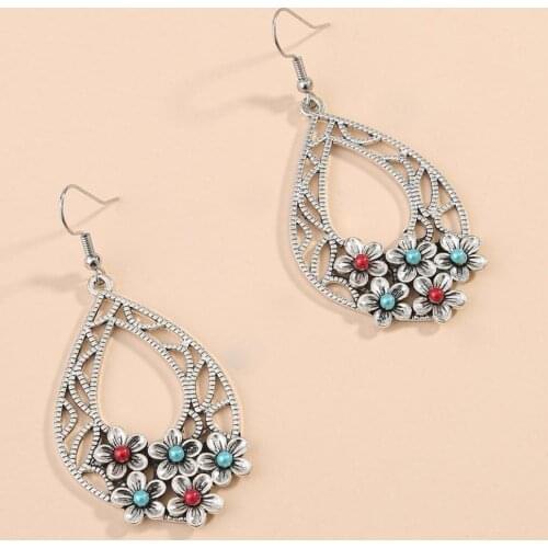 Vintage 1 Pair Chic Chic Women Hollow Out Hook Earrings Alloy Dangle Earrings Chic for Ladies