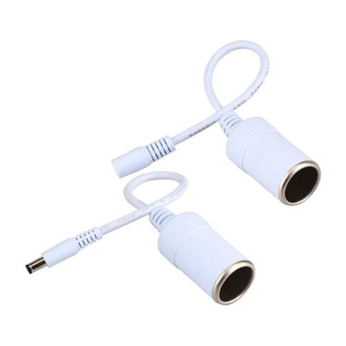 1Pcs Sample White Female Car Cigarette Lighter Socket Plug To 5.5*2.1mm DC Power Plug With 25cm Cable Wire