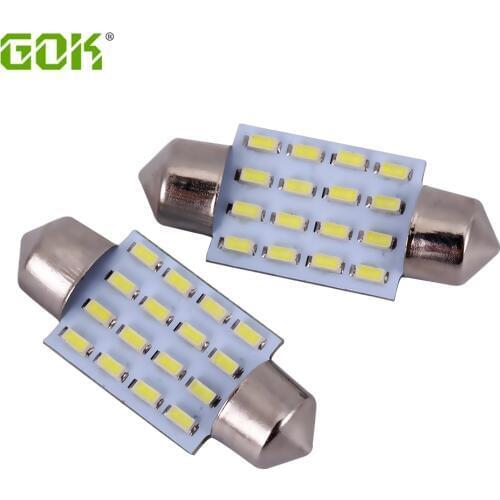 2pcs/lot festoon led 31mm 36mm 39mm 42mm 16SMD 3014 LED 160LM Car led Dome light Festoon smd Interior Light Bulb Auto Roof light