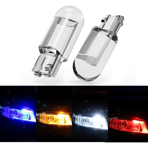 2pcs W5W 194 T10 Glass Housing Cob LED Car bulb 3000K 6000K White Green Blue Red Wedge License Plate Lamp Dome Light White Diedo