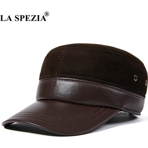 LA SPEZIA Baseball Cap Men Real Leather Suede Patchwork Dad Hats Brown Autumn Winter Mens Brand Casual High Quality Snapback