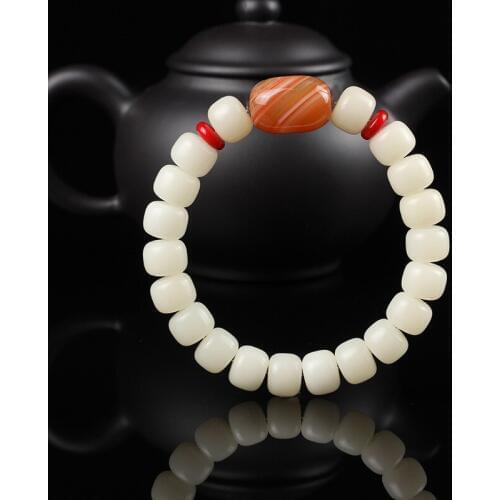 Buddha Jewelry Red Onyx,Orange Onyx,Blue Stone,Pink Shell,Coconut Shell with White Bodhi Yoga Bracelet For Women Gift