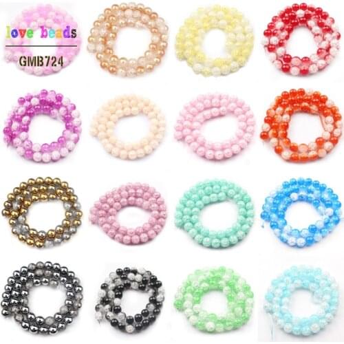 White Cracked Quartz Natural Stone Beads for Jewelry Making 6/8/10mm Crystal Round Beads Diy Bracelet for Women Perles