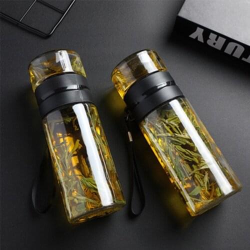 370ML Business Type Tea and Water Separation Tea Cup Heat-resistant Thickened Filter Glass Tea Cup Portable Office Gift Cup