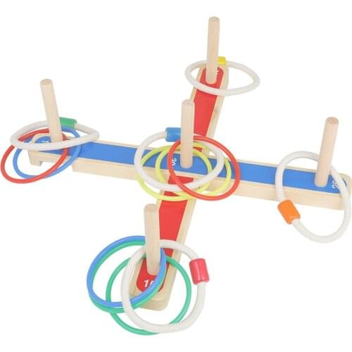 Kids Outdoor Sport Toys Circle Ferrule Stacked Layers Game Multicolor Wooden Environmental Toys Outdoor Parent-Child Sport Games