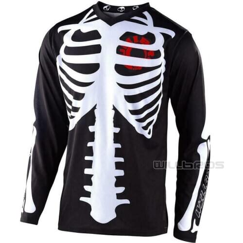 Willbros Skully GP Motocross Jersey Summer T-shirt Mens Motorcycle Motorbike Street Moto Long Sleeve