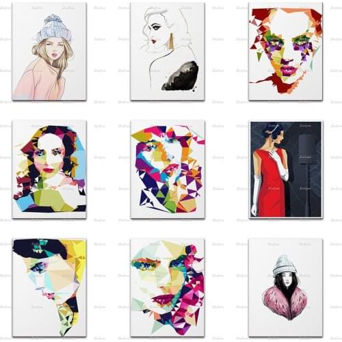 Geometric Fashion Girls Bedroom Posters Abstract Winter Fashion Girl Living Room Decoration Wall Art Prints Home Decor Canvas