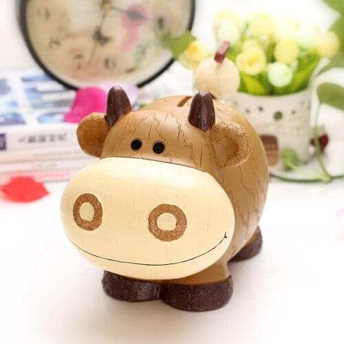 Creative Childrens Gift Resin Zodiac Piggy Bank Adorable Cattle, Sheep, Dogs, Panda Animal Piggy Bank Furniture Cash Box