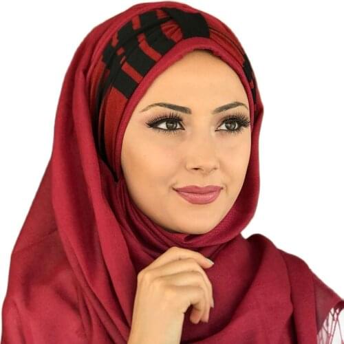Islamic Fashion Muslim Women Hijab 2021 Trend Single Size Bathing Cap Beret Ready Shawl Scarf Buckle Hat Burgundy Hijab Instant Hijab