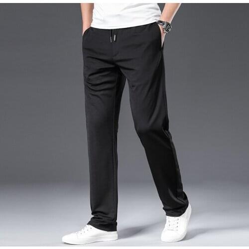 TFETTERS Brand New Arrival Autumn Men Pants Elastic Waist Casual Plus Size 42 Mid Straight Full Length Drawstring Work Pants Men