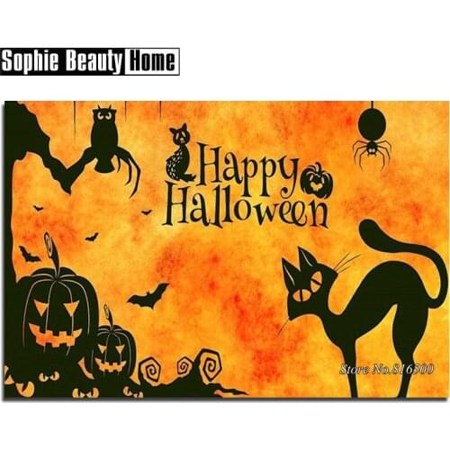 Real 5D Diamond Cross Stitch Halloween Diy Full Diamond Painting Kits Diamond Embroidery Cat Owl Pumpkin Needlework Art 188199
