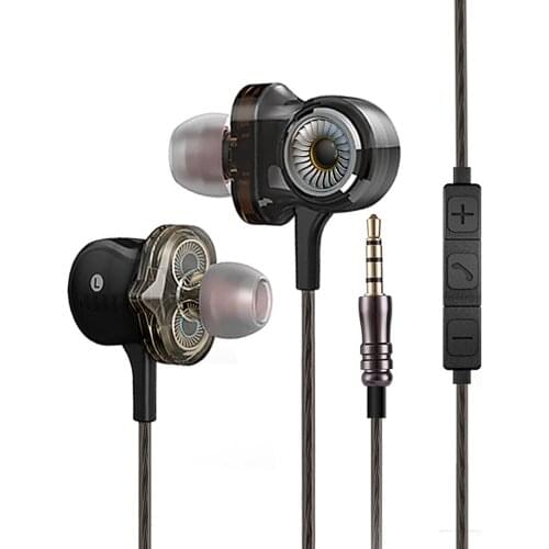 6 Driver in-ear Earbuds with Mic Noise-canceling Headphones Wired 3.5mm for Sport Music