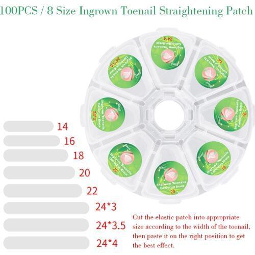 100PCS Ingrown Toenail Straightening Patch Toe Nail Correction Double Headed Brace Sticker