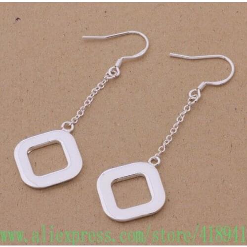 Silver Plated earrings , Silver Plated fashion jewelry , bright Four squares /elzandga bnbakeia AE427