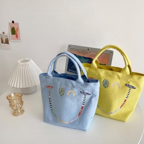 Casual Canvas Womens Bag Small Fresh and Sweet Series Handbags Simple Buckle Geometric Pattern Tote Bags for Women 2021