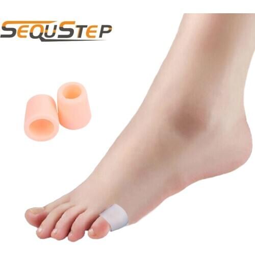 Sequstep 4 Pcs Silicone Gel Tube Little Toe Bunion Guard Foot Care Pinkie Tube Eases Callus Corn Pain Blisters Pinkie Protector
