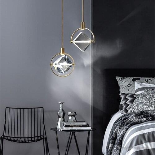 Post-Modern Bedroom Bedside Pendant Lights Nordic Luxury Simple Style Bar Aisle Restaurant Crystal LED Hanglamp Living Room Lamp