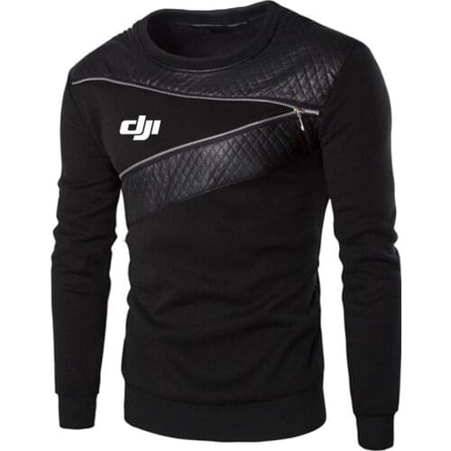 Spring Autumn 2021 Dji Mavic Pilot Logo Male New Style Wild Comfortable Round Neck Splicing Fashion Leisure Hedging Tops