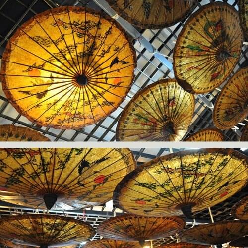 1pc Classic Hand-painted Oil-paper Umbrella Decorative Umbrella Oiled Paper Umbrella Crafts for Bar Store Tearoom Decor