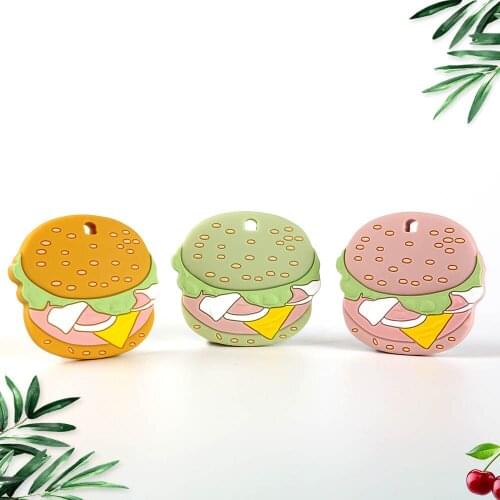 Kovict 1pcs Silicone Teether Hamburg Molar Teether DIY Pacifier Chain Jewelry Accessories Chewable Nursing Baby Toys