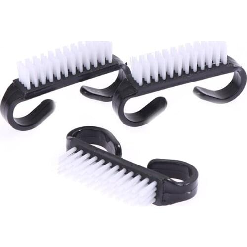 10 Pcs Black Handle Grip Nail Brush - Fingernail Scrub Cleaning Brushes