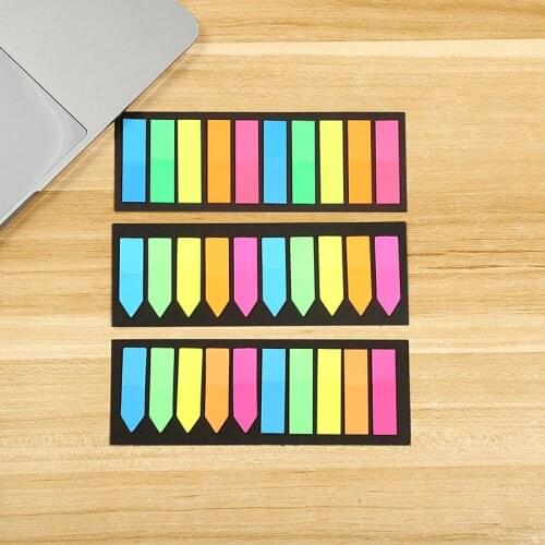 200 Sheets Fluorescence Pet Self Adhesive Memo Pad Sticky Notes Bookmark Marker Memo Sticker Paper Student Office Supplies