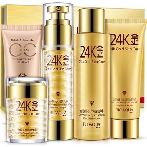 24k Face Care Snail Set Moisturizing Whitening Cream Lotion Facial Day Cream Skin Care Korea Cosmetic Facial Gift Kit