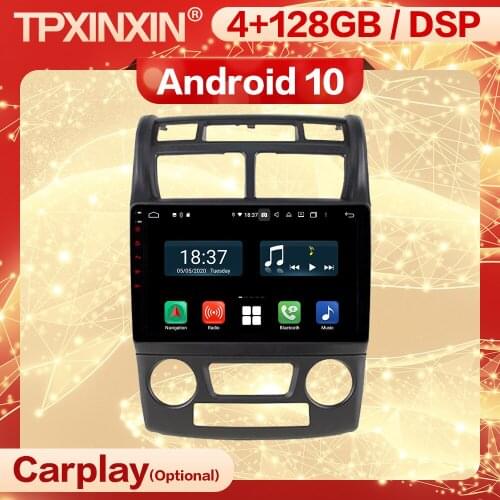 4+128G Carplay 2 Din Android 10 Stereo Receiver For Kia Sportage 2007 2008 2009 2010 GPS Navi Radio Audio Video Player Head Unit