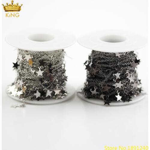 5Meters Rosary Style Fashion Chains for Jewelry Making,6mm Star Shape Charms Copper Links Chains Choker Findings Wholesale HX178