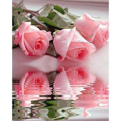 5D DIY Full Square Round Diamond Love Flower Pink Rose Embroidery Cross Stitch Rhinestone Mosaic Decor Gift