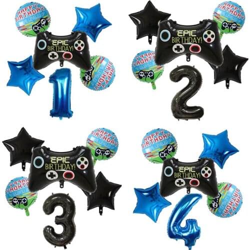 30 inches Number Foil Balloons Gamepad Boy Game Birthday Party Decorations Kids Toy Baby shower Decor Gift Globos 6pcs