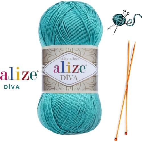 Alize Diva, Silky Effect, %100 Acrylic Yarn, Knitting Soft Yarn, Summer Yarn Bikini Patern Yarn, Amugurumi Turkish Yarn