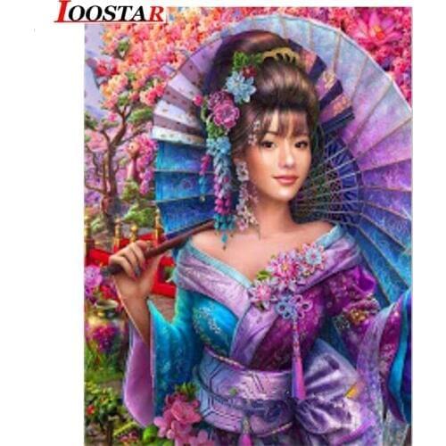 5D DIY Diamond Embroidery Full Display cherry blossoms Diamond Painting Square/Round Rhinestones Art Japanese girl