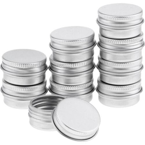 Aluminum Tin Jars with Screw Top Round Metal Tin Cans Containers Bulk Food Cosmetic Wax Candle Travel Pots (Silver, 10 Pack)
