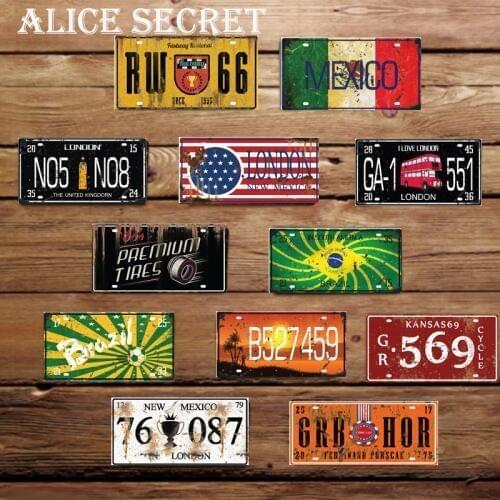 USA Vintage Car Number Metal Plates License Bar Club Pub Garage Home Decor Painting Metal sign Plaque Poster Wall Metal Art