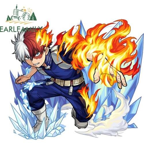 EARLFAMILY 13cm x 11.7cm Anime Car Accessories Stickers for My Hero Academia Cool Decals VAN JDM Laptop Window Decoration