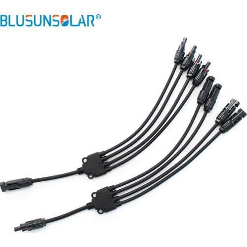 Blusunsolar 1 Pairs Y Branch 4 To 1 Solar Cable Connectors M/FFFF & F/MMMM Solar Panel Connector Splitter Combiner