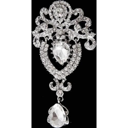 Princess Brooches For Women Luxury Rhinestone with Tassel Coat or Sweater Broches Mujer Clothing Jewelry Accessory BR1064