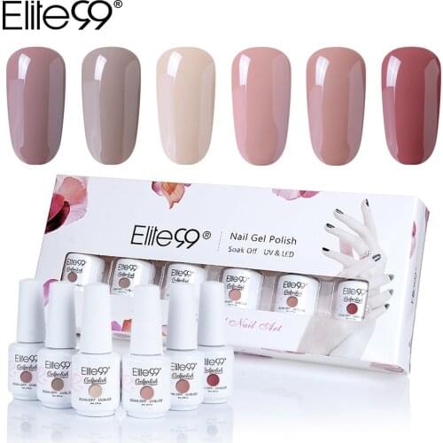 Elite99 Nude Color Series Gel Nail Polish 6 Pieces with Gift Box Soak Off UV Nail Art Gel Polish Enamel Lacquer Hybrid Varnish
