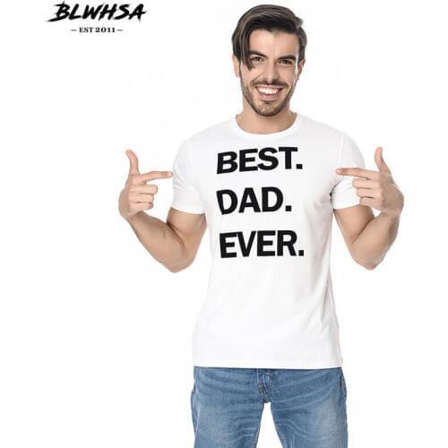 BLWHSA Best Dad Ever Men T-Shirt High Quality Rock Top Tee Fashion Printed 100% Cotton Short Sleeve Couple T shirts For Men