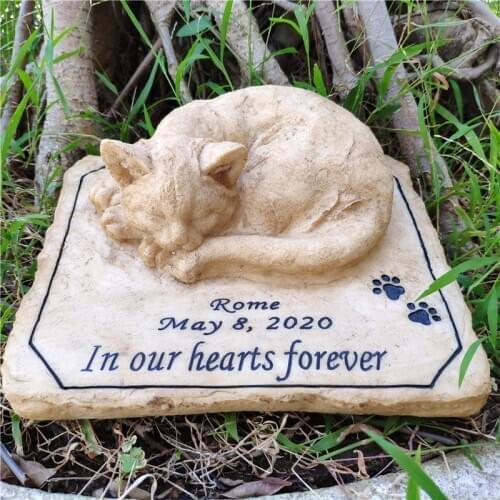 Perfect Cat Memorial Stone with A 3D Cat On The Top Sympathy Cat Loss Gifts For Outdoors Indoors Garden Resin Stones