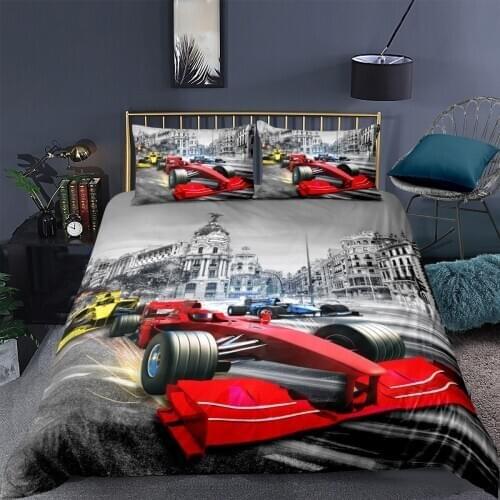 3D Racecar Design Duvet Cover Set Bedding Sets comforter Cases Pillow Covers Double Single Full Twin King Size Bedding Sets