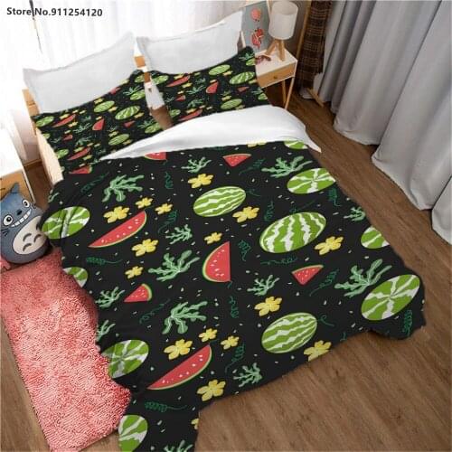Summer Fruit Bedding Sets Watermelon Flower Duvet Cover 2/3 Piece Single Double Queen King Size Quilt Cover Bedclothes No Sheet