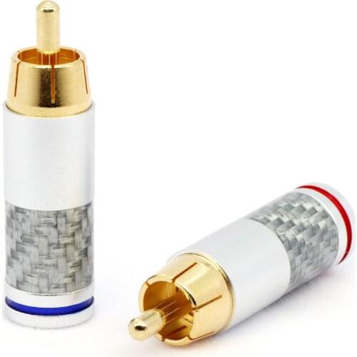 Carbon fiber shell lotus RCA welding joint AV video head coaxial audio line terminal coaxial RCA plug