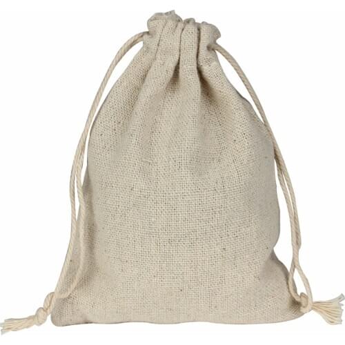 LOULEUR 10pcs/lot Beige 4 Sizes Jute Drawstring Pouch Burlap Fashion Jewelry Bags Wedding Birthday Party Gift Bags Jewelry