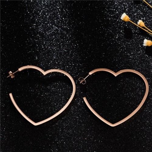 Love Rose Gold Stainless Steel Earrings Exaggerated heart earrings Earrings for Women Designer Jewelry Decorations For Girls