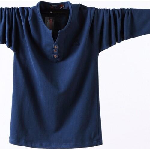 2018 Autumn long-sleeved Men T-shirt plus Shirts large loose guy large size Mens Long Sleeve V-neck T Shirt Plus size for 120KG
