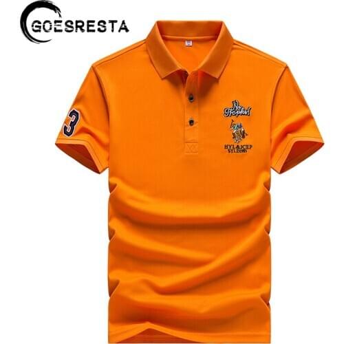 GOESRESTA Polo Men Brand 2021 Summer High Quality Embroidery Short Polo Shirt Mens Clothing Casual fashion Solid Color Men Polo